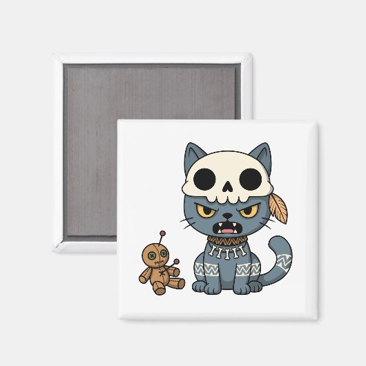 Witch Cat Voodoo Doll Magneet (Voorkant / Achterkant)