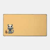 Witch Cat Voodoo Doll on Yellow Bureaumat (Voorkant)