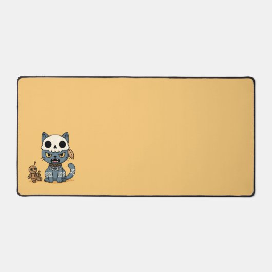 Witch Cat Voodoo Doll on Yellow Bureaumat (Voorkant)