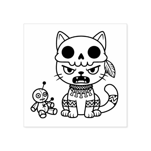 Witch Cat Voodoo Doll Rubberstempel (Afrduk)