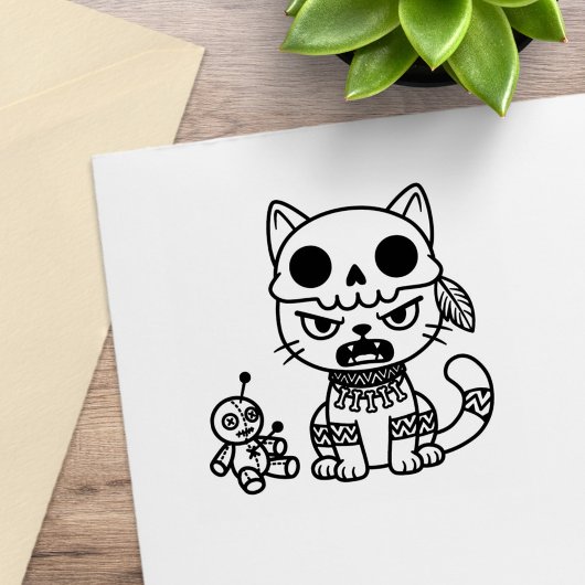 Witch Cat Voodoo Doll Rubberstempel