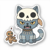 Witch Cat Voodoo Doll Sticker (Voorkant)