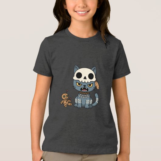 Witch Cat Voodoo Doll Tri-Blend Shirt (Voorkant)