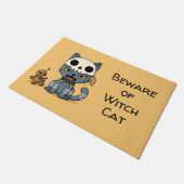 Witch Cat Voodoo Doll Yellow Custom Text Deurmat (Schuin)