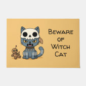Witch Cat Voodoo Doll Yellow Custom Text Deurmat (Voorkant)