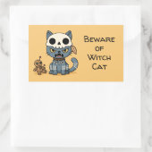 Witch Cat Voodoo Doll Yellow Custom Text Rechthoekige Sticker (Tas)