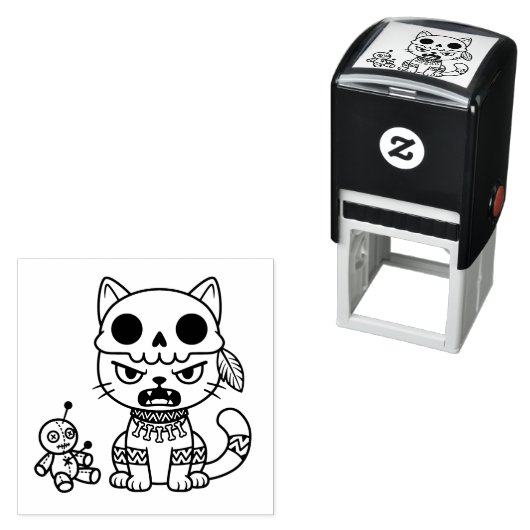 Witch Cat Voodoo Doll Zelfinktende Stempel (In situ)