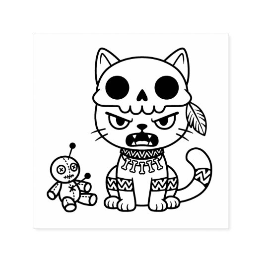 Witch Cat Voodoo Doll Zelfinktende Stempel (Design)
