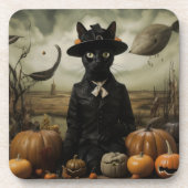 Witch Cat with Pumpkins  Bier Onderzetter (Voorkant)