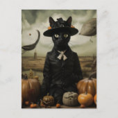 Witch Cat with Pumpkins  Briefkaart (Voorkant)