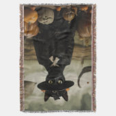 Witch Cat with Pumpkins Deken (Voorkant Verticaal)