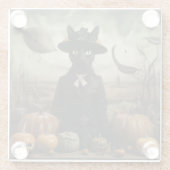 Witch Cat with Pumpkins  Glazen Onderzetter (Achterkant)
