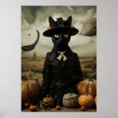 Witch Cat with Pumpkins  Poster (Voorkant)