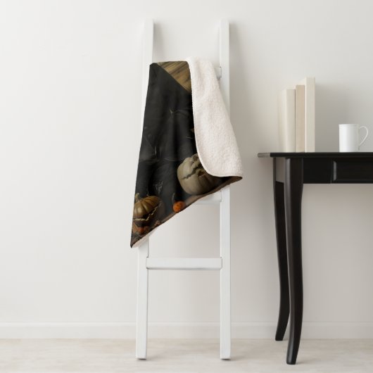 Witch Cat with Pumpkins  Sherpa Deken (In situ)