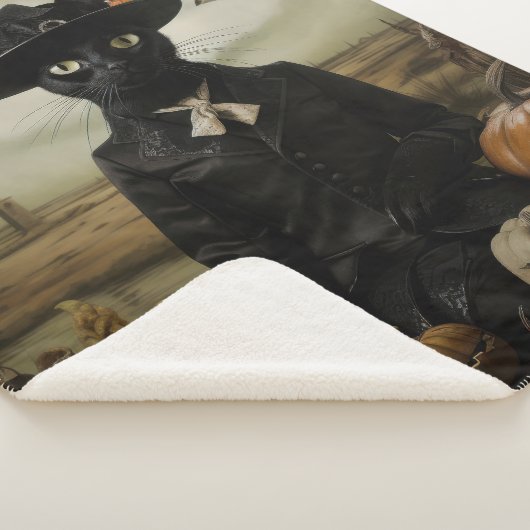 Witch Cat with Pumpkins  Sherpa Deken (3/4)