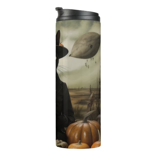 Witch Cat with Pumpkins  Thermosbeker (Geroteerd rechts)