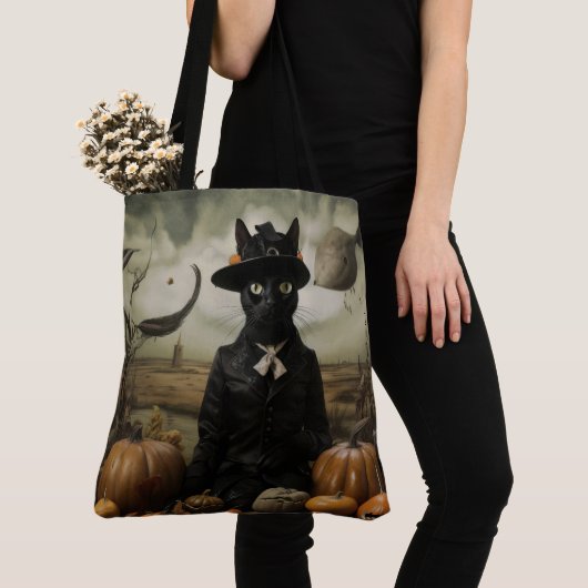 Witch Cat with Pumpkins  Tote Bag (Dichtbij)