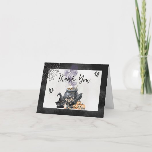 Witch Cauldron Baby is Baby shower aan het brouwen Bedankkaart (Voorkant)