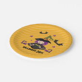 Witch Cauldron Bats Halloween Kinder Halloween Par Papieren Bordje (Gekanteld)