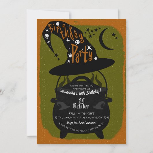  Witch Cauldron Birthday Halloween Party Kaart (Voorkant)