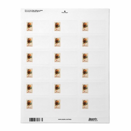 Witch Cauldron Black Cat Full Moon Etiket (Full Sheet)