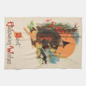 Witch Cauldron Black Cat Full Moon Theedoek (Horizontaal)