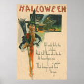 Witch Cauldron Broom Night Witchcraft Poster (Voorkant)