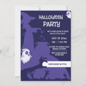 Witch cauldron creepy hands Purple Halloween Party Kaart (Voorkant)