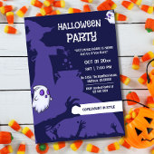 Witch cauldron creepy hands Purple Halloween Party Kaart