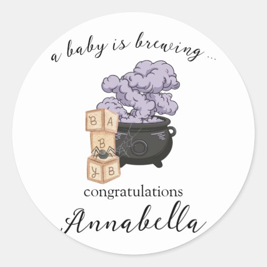Witch Cauldron Halloween Baby shower Ronde Sticker (Voorkant)