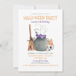 Witch Cauldron Halloween Birthday Uitnodiging