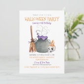 Witch Cauldron Halloween Birthday Uitnodiging (Staand voorkant)