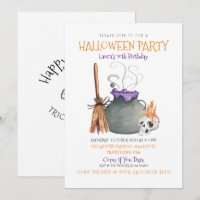 Witch Cauldron Halloween Birthday Uitnodiging
