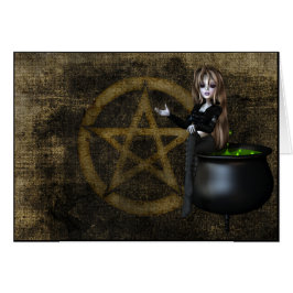 Witch Cauldron & Pentagram Halloween Wenskaart