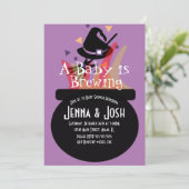Witch Cauldron Spooky Halloween Baby shower Kaart (Staand voorkant)