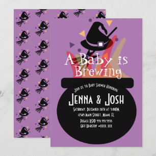 Witch Cauldron Spooky Halloween Baby shower Kaart