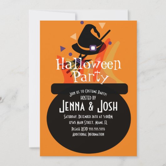 Witch Cauldron Spooky Halloween Costume Party Kaart (Voorkant)