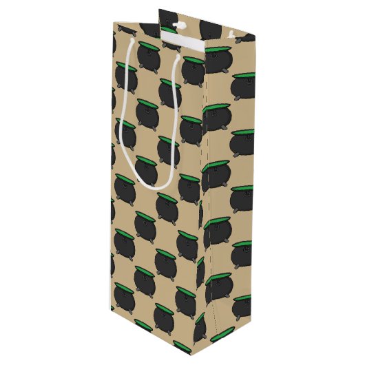 Witch Cauldron Wijn Cadeautas (Voorkant Gekanteld)