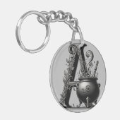 Witch Cauldron Witchy Letter Een Aangepast Initiaa Sleutelhanger (Voorkant Links)