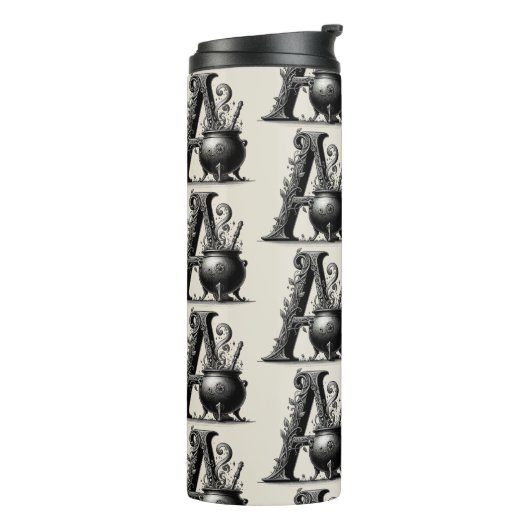 Witch Cauldron Witchy Letter Een Aangepast Initiaa Thermosbeker (Gedraaid links)