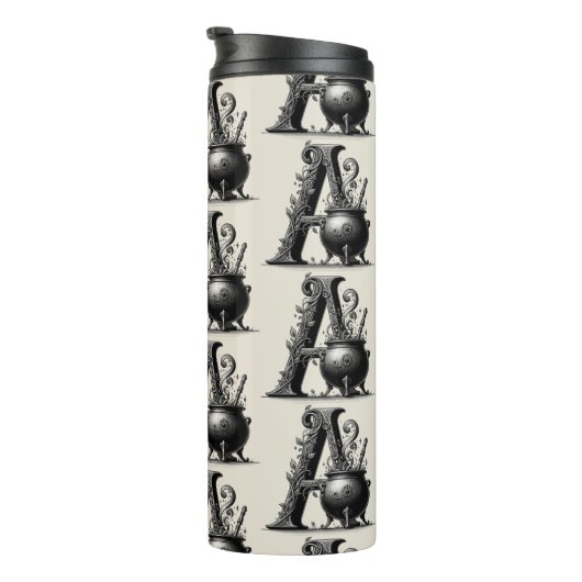 Witch Cauldron Witchy Letter Een Aangepast Initiaa Thermosbeker (Geroteerd rechts)