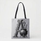 Witch Cauldron Witchy Letter Een Aangepast Initiaa Tote Bag (Voorkant)