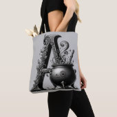 Witch Cauldron Witchy Letter Een Aangepast Initiaa Tote Bag (Dichtbij)