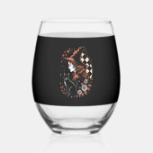 Witch Checkered Halloween Wijnglas Zonder Voet (Voorkant)
