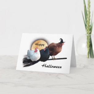 Witch Chickens Halloween Card Kaart