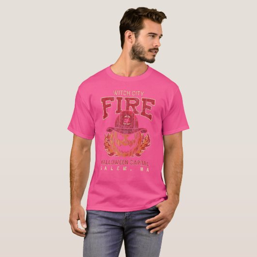 Witch City Firefighter Halloween Capital T-shirt (Voorkant volledig)
