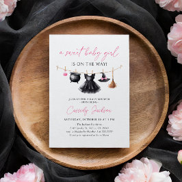 Witch Clothesline Halloween Baby Shower Kaart