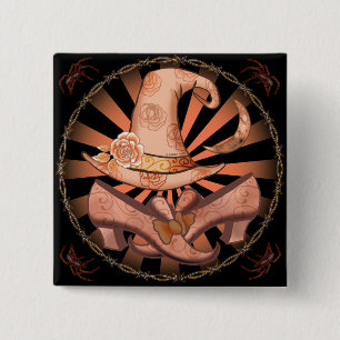 Witch Costume Pin Vierkante Button 5,1 Cm