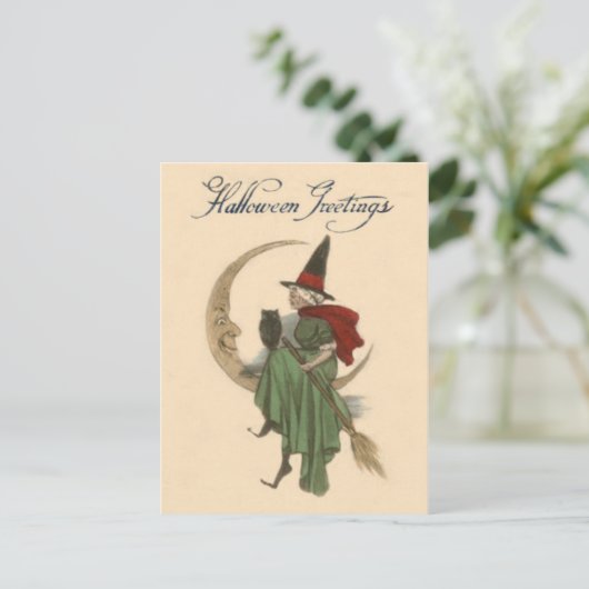 Witch Crescent Moon Owl Briefkaart (Staand voorkant)