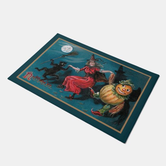  witch-dansen met zwarte kat deurmat (Schuin)